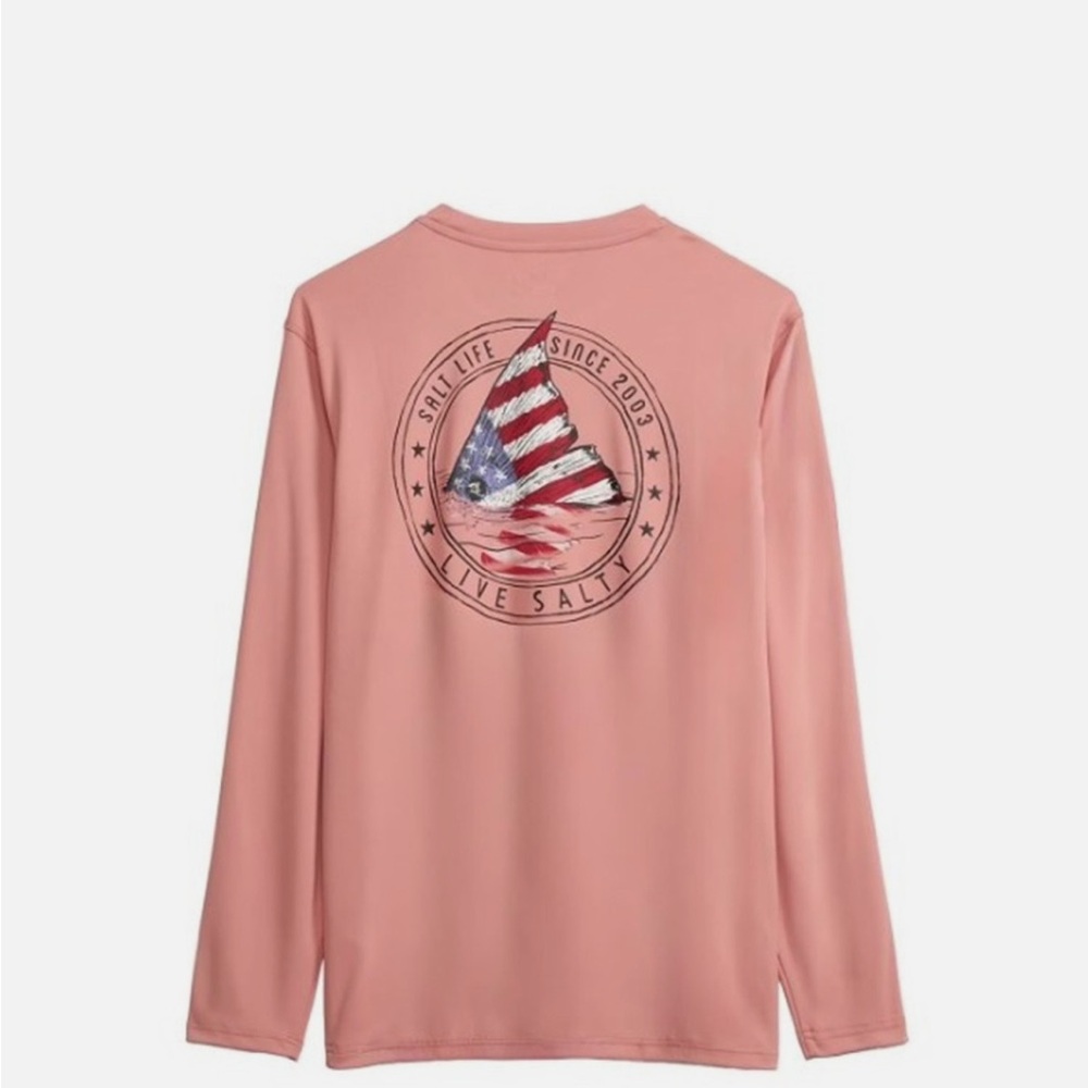 Men’s Salty Life salmon color Rash Guard